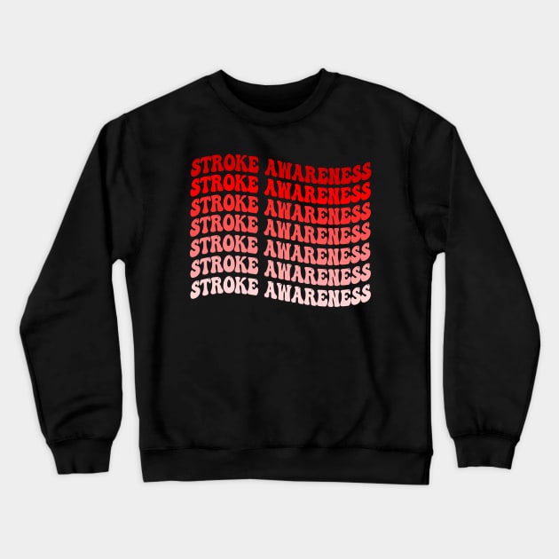 Funny Red Ribbon Brain Attack Awareness Stroke Awareness T-shirt Crewneck Sweatshirt by drag is art